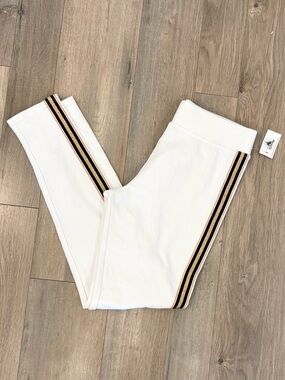 Disney Cruise Line White Pants with Black and Gold Side Stripes